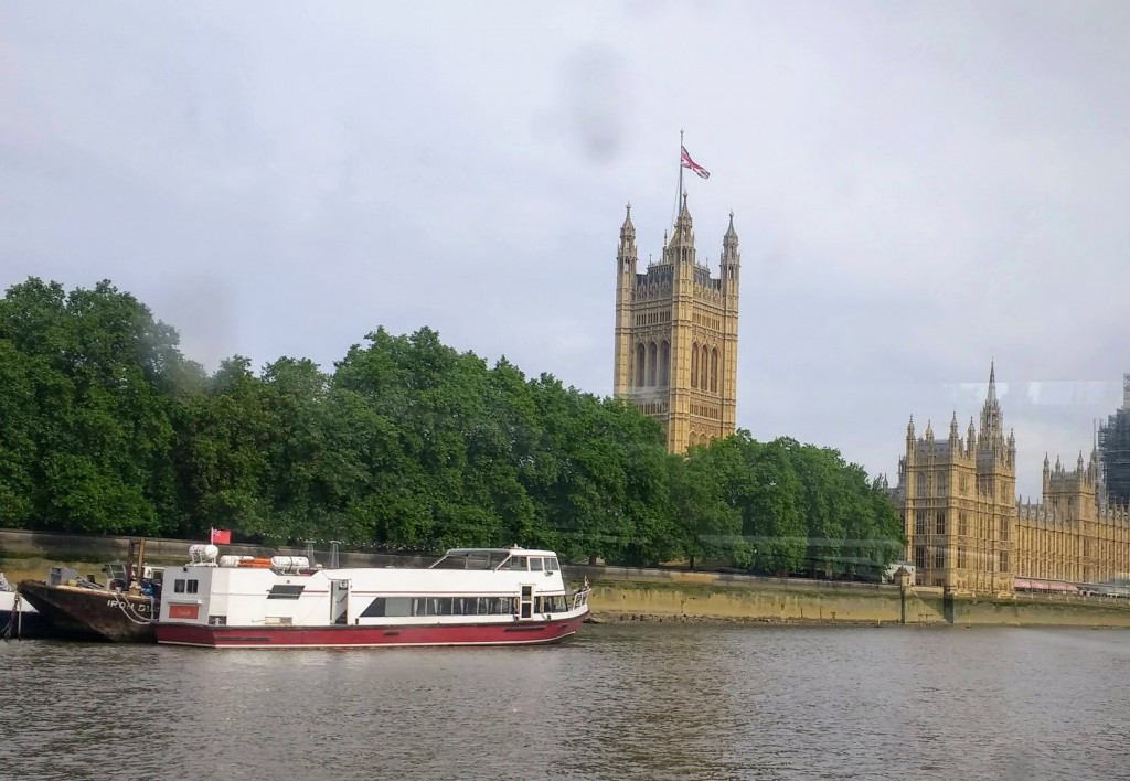 approaching the house of parliament from the river